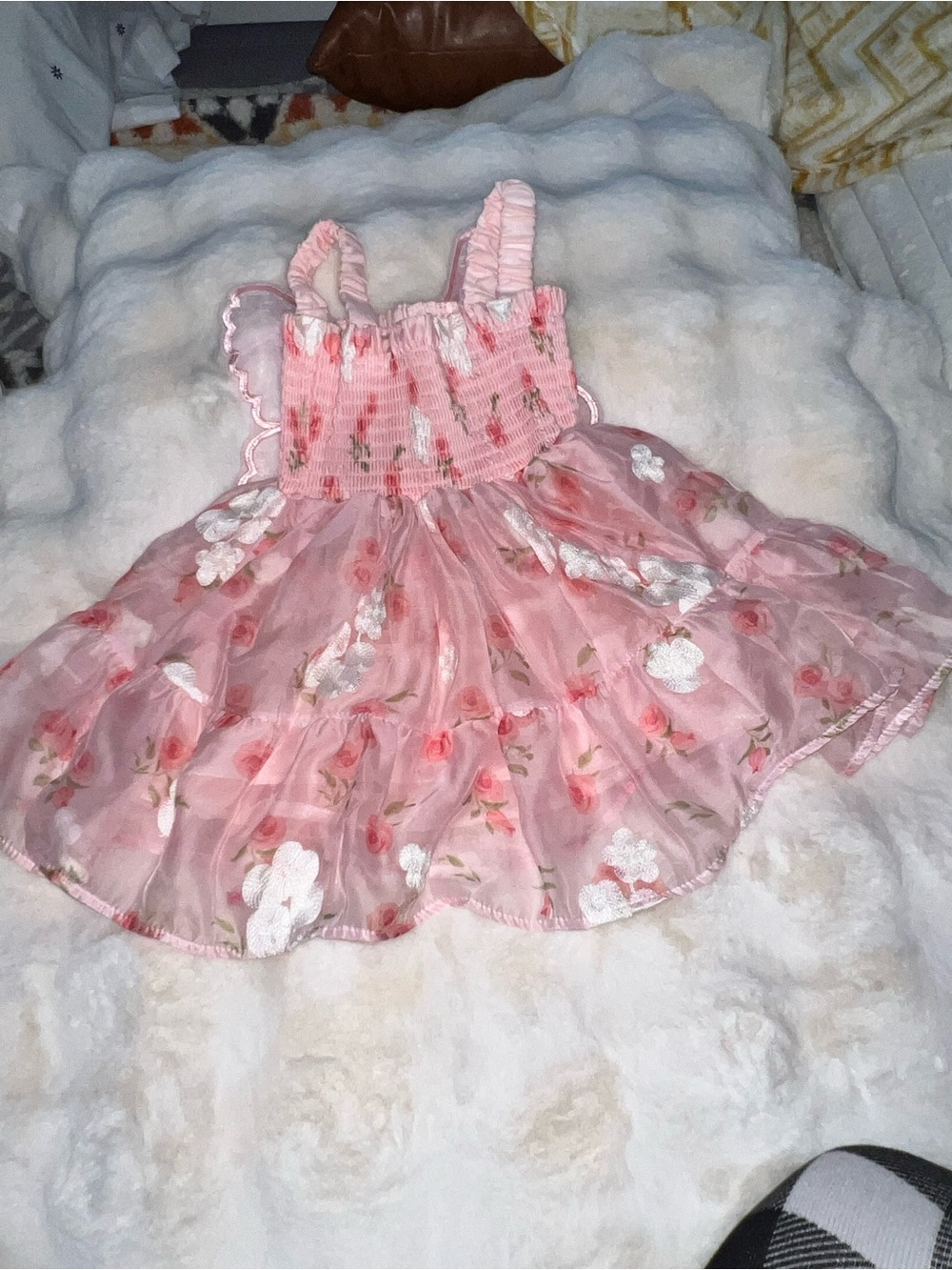 Pink Floral Sleeveless Girls' Dress